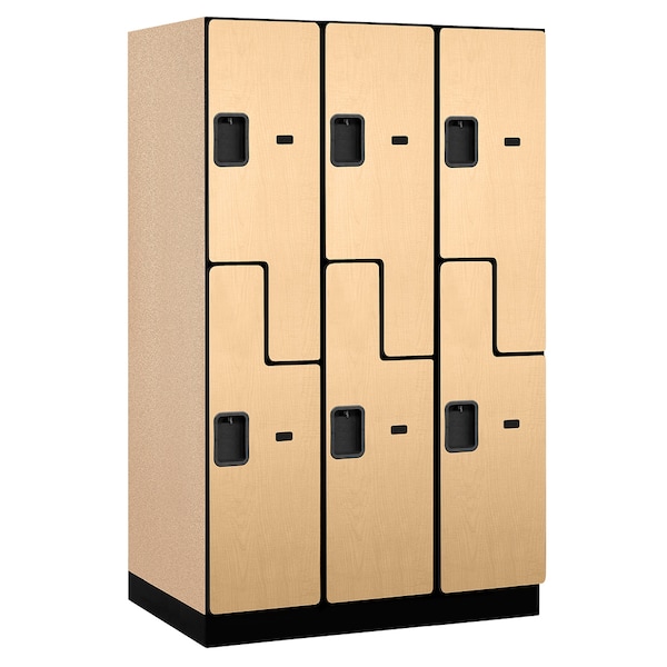 Wardrobe Locker, 45" W, 24" D, 76" H, (3) Wide, (6) Openings, Maple